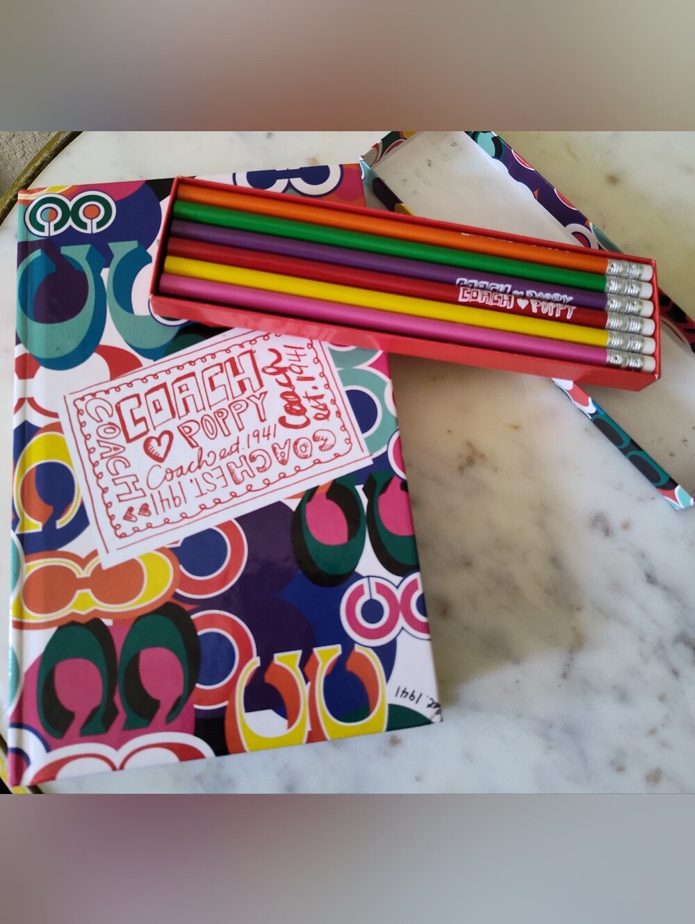 COACH Poppy Y2K Logo Notebook Journal 12 Pencil Gift Set New Rare New Old Stock